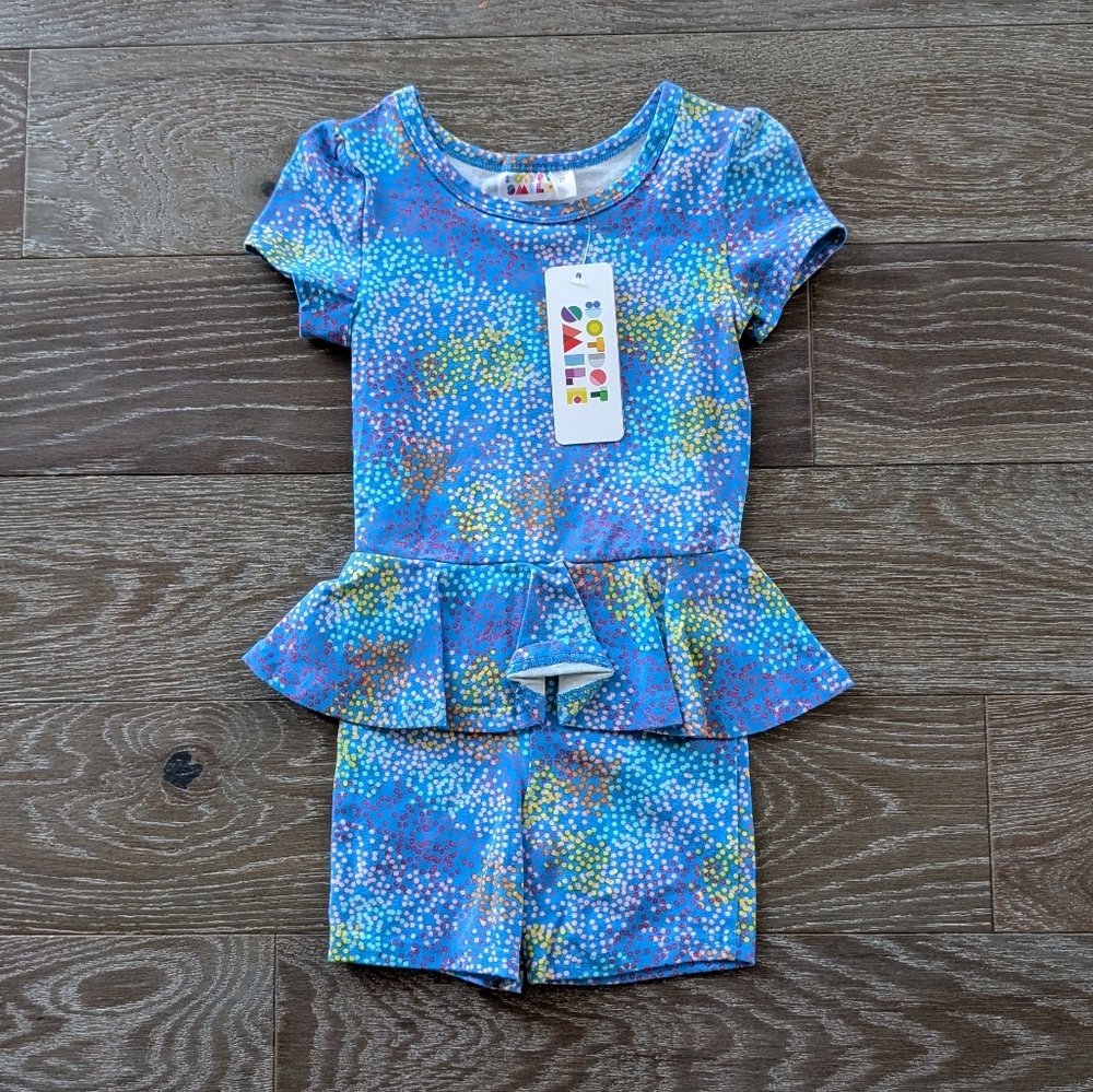 NWT Dot Dot Smile Blue Dot Skirted Romper Size 2T